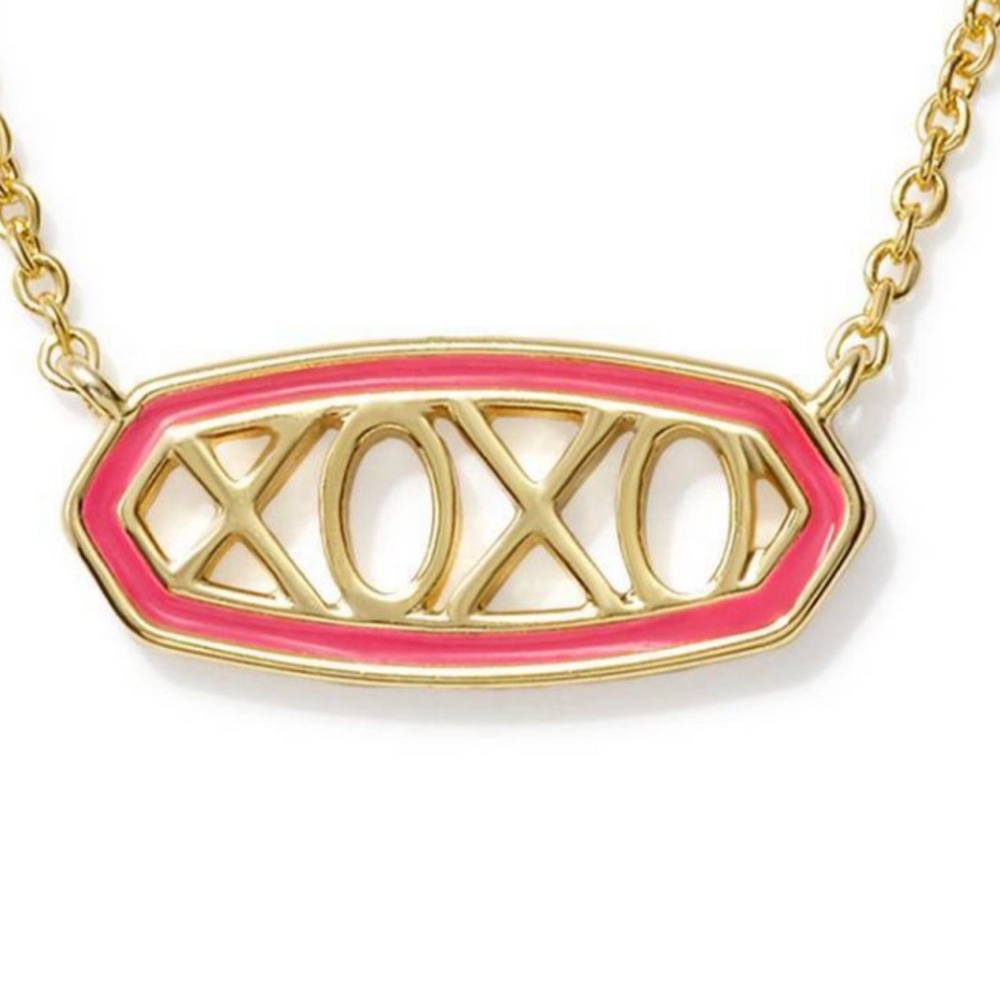 Kendra Scott Gold and Pink XOXO Necklace